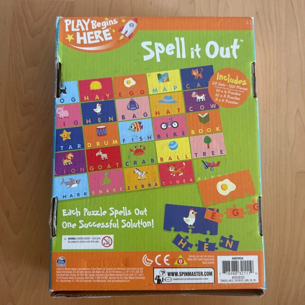 Spin Master Spell it Out 25 Match & Learn Puzzle Sets, 1+ Players, Ages 4+